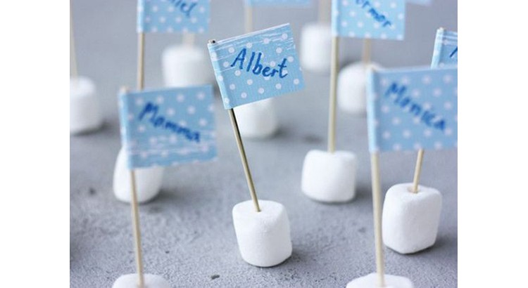 Décoration baptême petit garçon bleu et marron - Ma pâtissière bien aimée