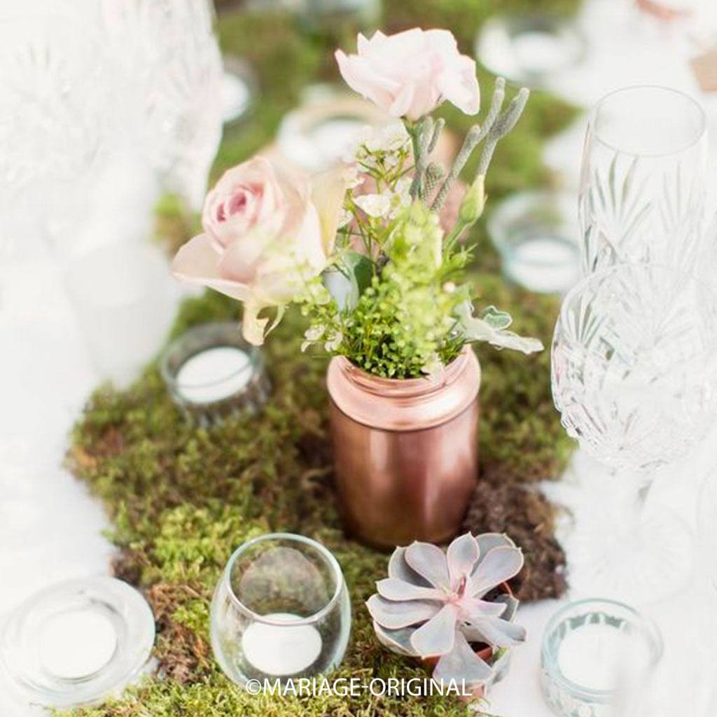 Idées déco mariage blanc, marron et vert