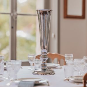 Vase métal argenté 58 cm