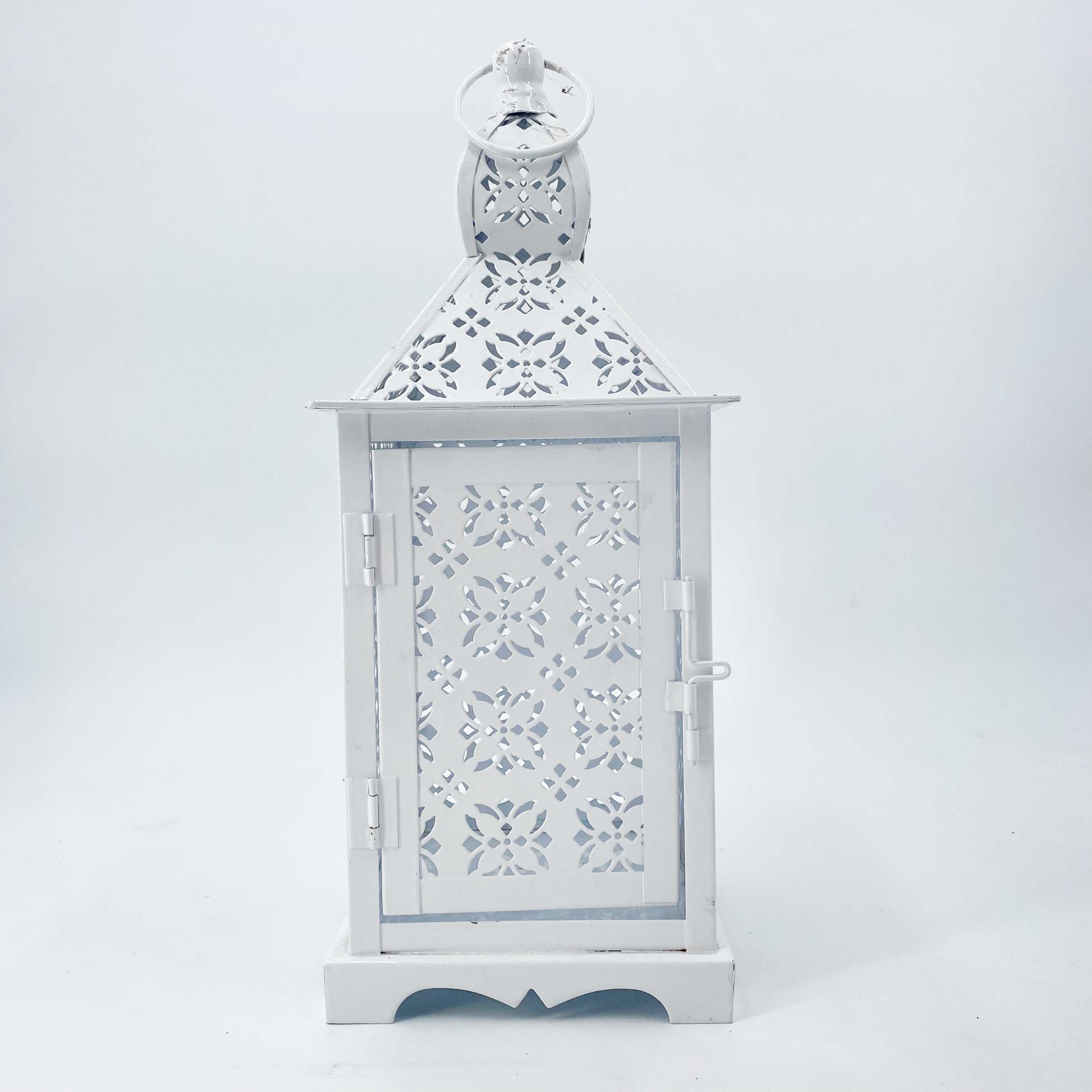 Petite lanterne blanche en métal avec bougie led truglow à piles