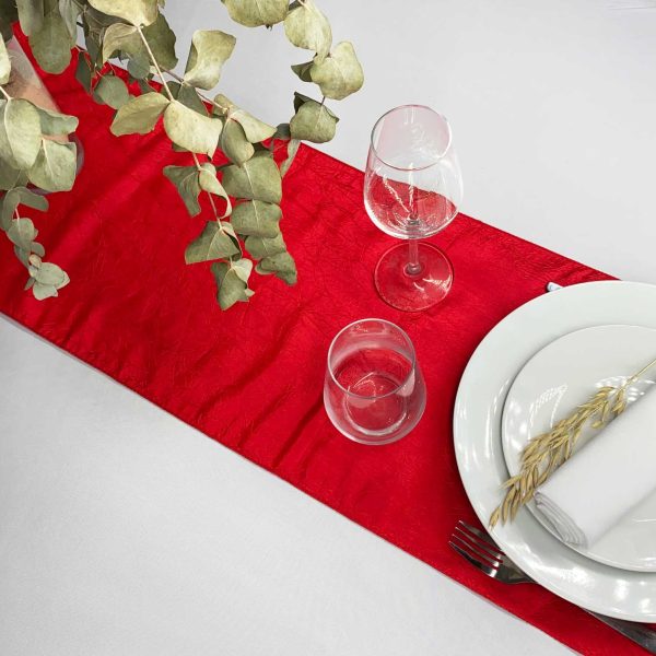 Chemin de Table en Taffetas rouge