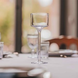 Bougeoir sur pied en verre 25 cm