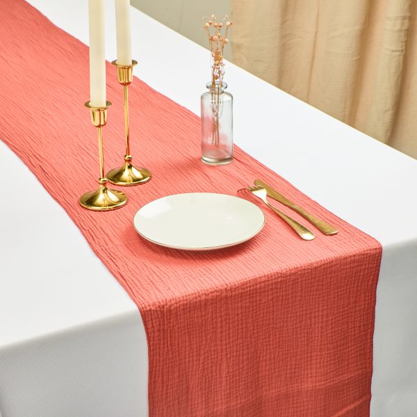 Chemin de table en gaze de coton - Terracotta – Image 2