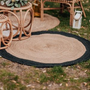 Tapis jute bord noir D120