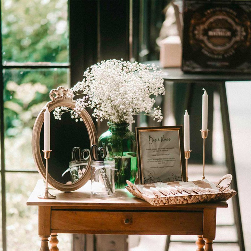 centre de table miroir mariage