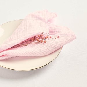 Serviette gaze de coton - Rose pâle