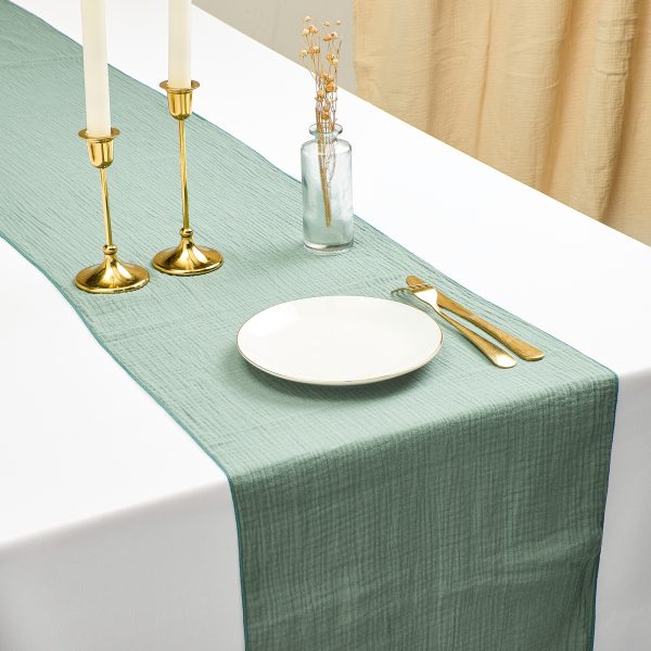 Chemin de table en gaze de coton - Vert émeraude – Image 2