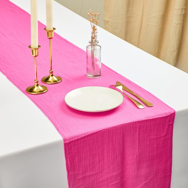 Chemin de table en gaze de coton - fuschia – Image 2