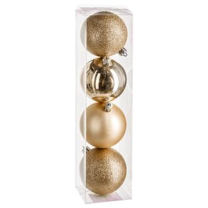 Lot de 4 boules dorées- D 8cm