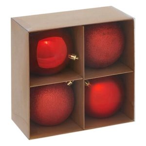 Lot de 4 boules  rouges - D 10cm