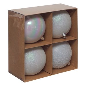 Lot de 4 boules  blanches - D 10cm