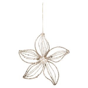 Fleur pour sapin - Fleur métal or 15cm