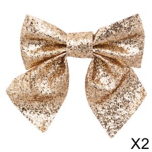 Noeud pour sapin - Noeud paillettes Or 16X14cm