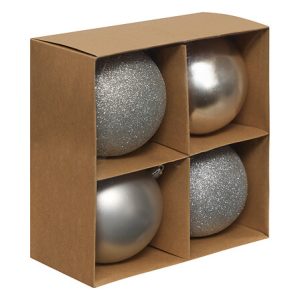 Lot de 4 boules  argentées - D 10 cm