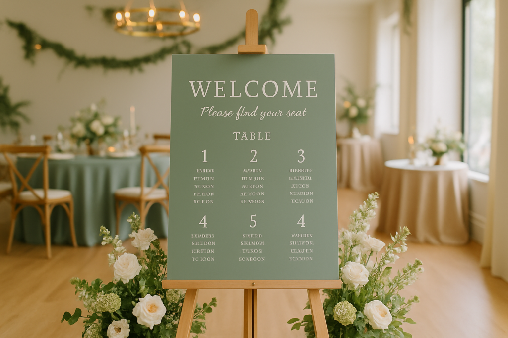 Chevalet plan de table mariage décoratif pour guider les invités