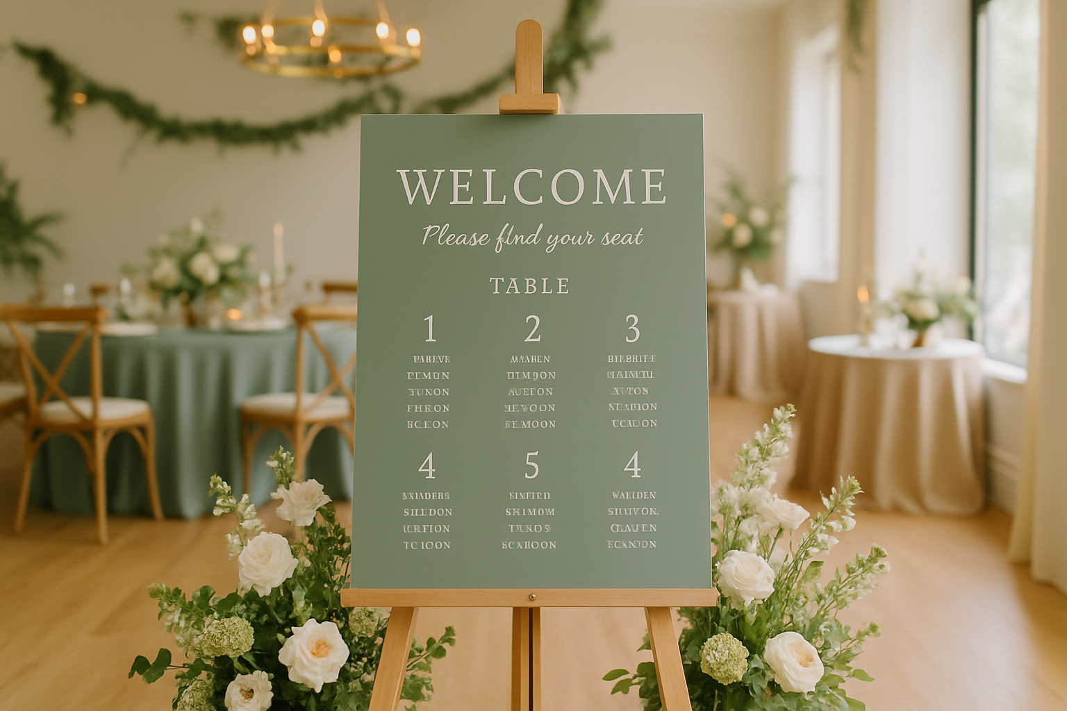 Chevalet plan de table mariage décoratif pour guider les invités