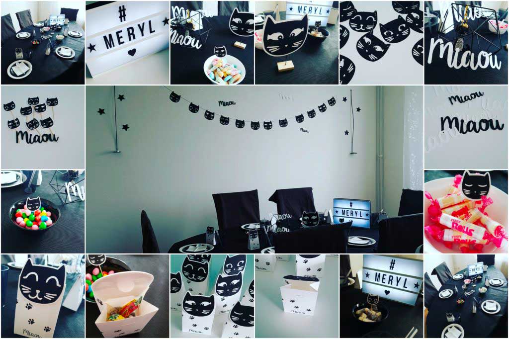 Chat anniversaire - Déco anniversaire chat - Anniversaire chat fille