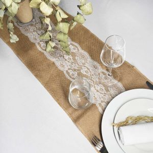 Chemins de table gaze de coton & jute